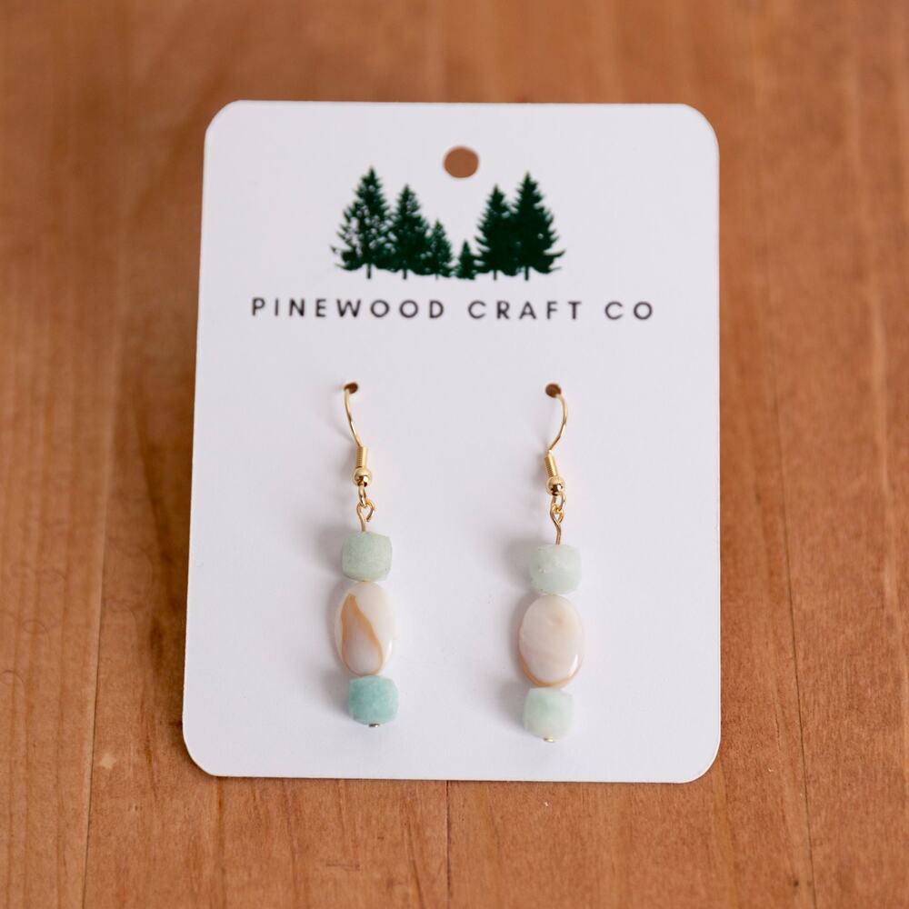 Amazonite & Shell Drop Earrings